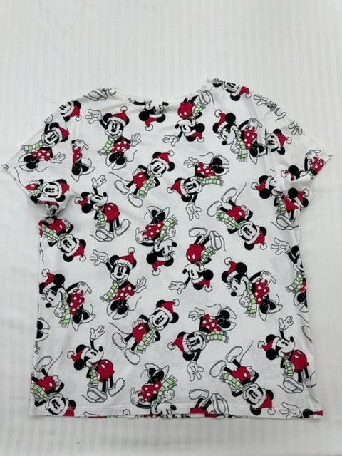 Disney Girls White Mickey Minnie Graphic T-Shirt Size 10/12