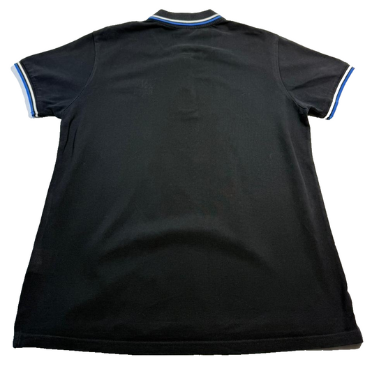Kappa Men's Black Pique Polo Shirt Embroidered Blue Logo Short Sleeve Size L