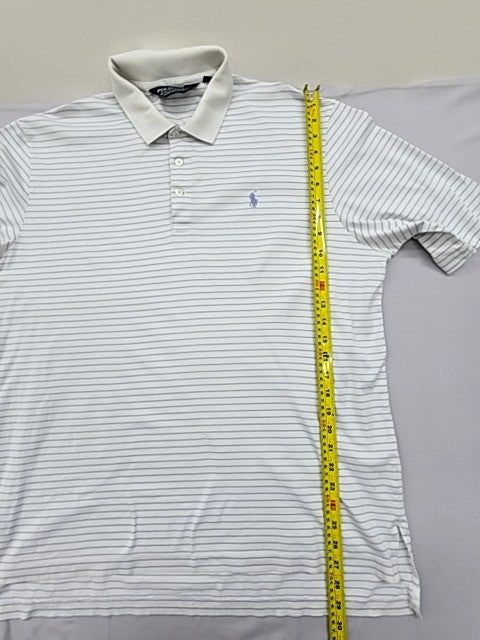 Polo Ralph Lauren Men's White Blue Stripe Golf Polo Shirt Size L