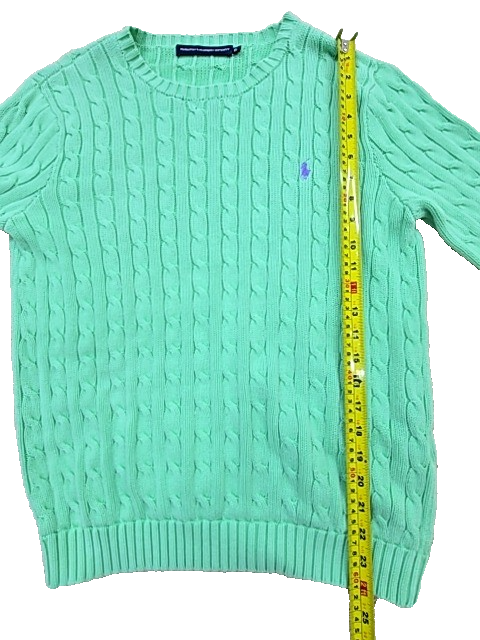 Ralph Lauren Sport Unisex Green Cable Knit Crewneck Sweater XL