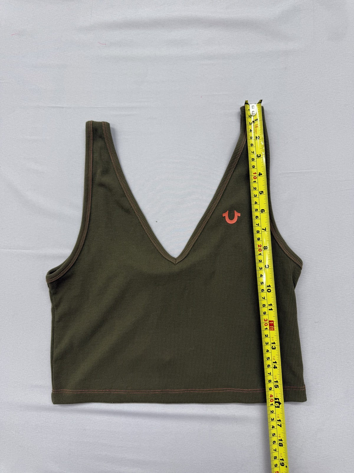 True Religion Women's L Green Reversible Ribbed V-Neck Tank Top