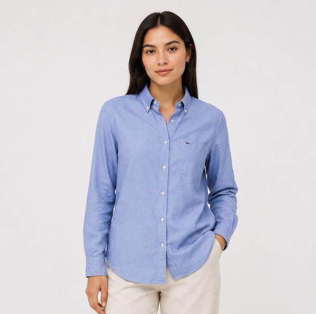 Lacoste Blue Striped Long Sleeve Shirt — Size 40 | Pre-Loved | Authentic