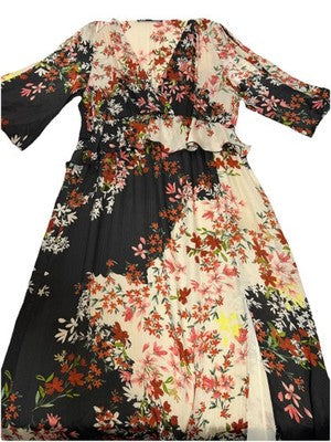 Zara Woman Zw Collection Ruffled Dress Size M Open Slit Elegant