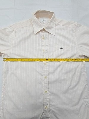 Lacoste White Striped Long Sleeve Button Down XL Cotton Embroidered Croc