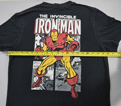 Marvel Iron Man Invincible T-Shirt Men L Black Cotton Short Sleeve