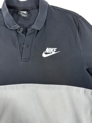 Nike Black White Color Block Polo Shirt Men's L Short Sleeve Cotton