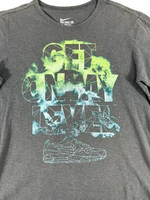 Nike Men's Grey Graphic Print Cotton T-Shirt M Short Sleeve Crewneck