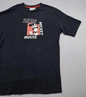 Disney Mickey Mouse Black Graphic T-Shirt XL Men's Cotton