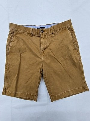 Tommy Hilfiger Men's Khaki Cotton Chino Shorts Regular Fit Flat Front