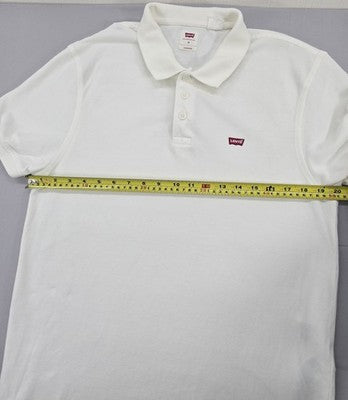 Levi's Men's White Cotton Polo Shirt M Relaxed Fit Short Sleeve