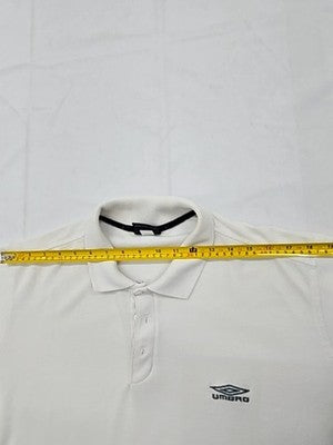 Umbro Men's White Polo Shirt XL Short Sleeve Button Regular