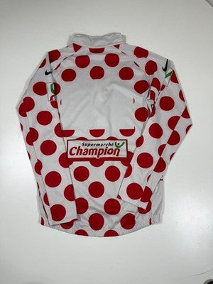 Nike XL Tour De France Polka Dot Cycling Jersey White Red Long Sleeve