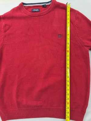 Chaps Red XL Cotton Herringbone Crewneck Pullover Sweater Men