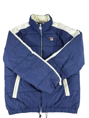 Fila Men's Navy Blue Puffer Jacket Size L Vintage Winter
