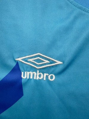 Umbro Men's Blue Striped Soccer Jersey 3XL Short Sleeve Patch
