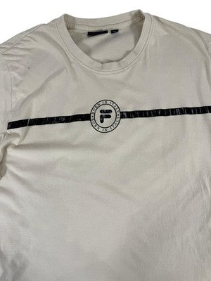Fila Men's Beige XXL Cotton Short Sleeve Crewneck Logo T-Shirt
