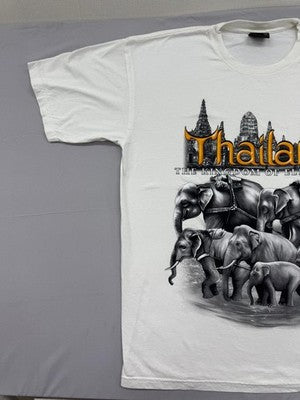 SP Super Vintage Thailand Elephant T-Shirt Men XL White Cotton