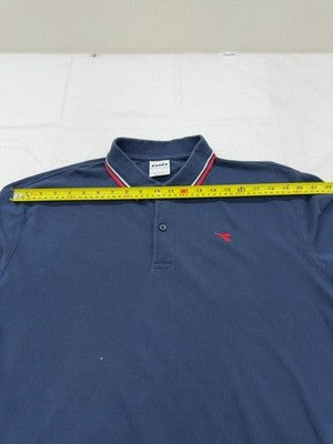 Diadora Men's Blue Cotton Polo Shirt XXL Short Sleeve Button