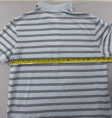 Lacoste Grey Striped L Men's Short Sleeve Polo Cotton Embroidered Croc