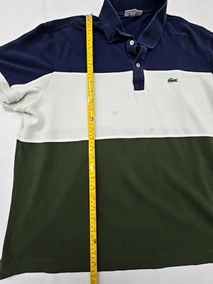 Lacoste Men's 3XL Navy White Green Colorblock Polo Cotton France (Stained)