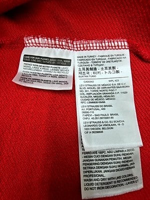 Levi's Red Hoodie Men's XL Cotton Blend Pullover Relaxed Fit
