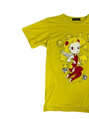 Vintage 24Hr TV Yellow Angel Anime T-Shirt M Women Cotton Crew Neck