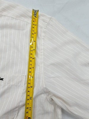 Lacoste White Striped Long Sleeve Button Down XL Cotton Embroidered Croc