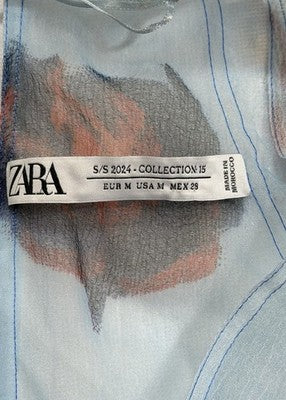 NWT Zara Mixed Printed Dress Limited Edition Short Sleeve Midi Dress Size M
