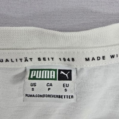 Puma Men's White S Short Sleeve Cotton T-Shirt Cat Logo Crew Neck