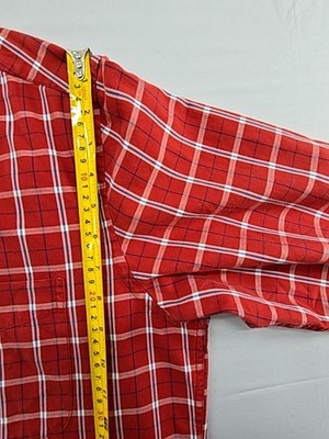 Tommy Hilfiger Men's L Red Plaid Flannel Long Sleeve Button Down