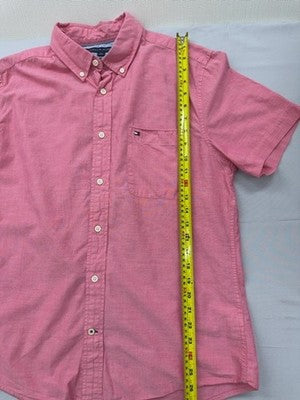 Tommy Hilfiger Pink Cotton Short Sleeve Oxford Shirt L Regular Fit
