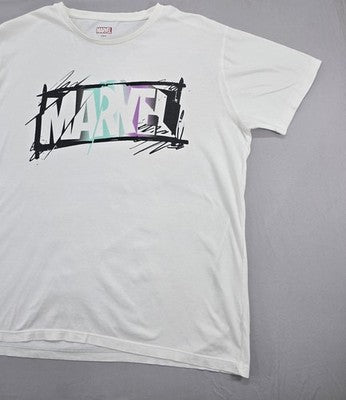 Marvel Graffiti Crew Neck T-Shirt White Cotton Size L