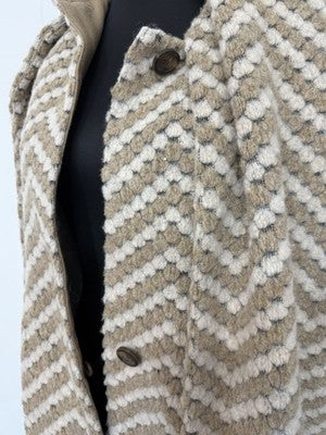 NWT Ted Baker Beige & Cream Twill Knit Scarf Coat New Size 2 Uk 10