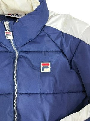 Fila Men's Navy Blue Puffer Jacket Size L Vintage Winter