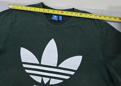 Vintage Adidas Trefoil Men's L Green Graphic Cotton T-Shirt Short Sleeve