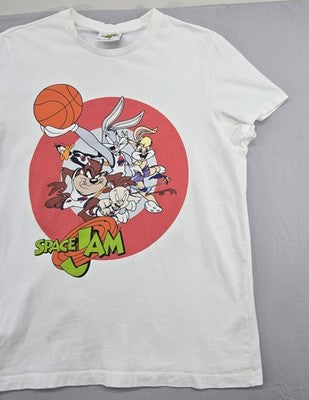 Primark Men's Space Jam Looney Tunes White Cotton M Short Sleeve T-Shirt