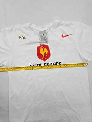 Nike Men's S White Rugby T-Shirt Rooster Patch Short Sleeve