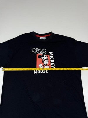 Disney Mickey Mouse Black Graphic T-Shirt L Cotton Crew Neck