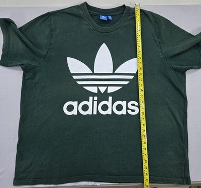 Vintage Adidas Trefoil Men's L Green Graphic Cotton T-Shirt Short Sleeve