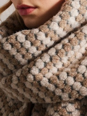 NWT Ted Baker Beige & Cream Twill Knit Scarf Coat New Size 2 Uk 10