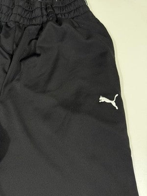 Puma Black Track Pants L Elastic Waist Cuffed Polyester Drawstring Solid