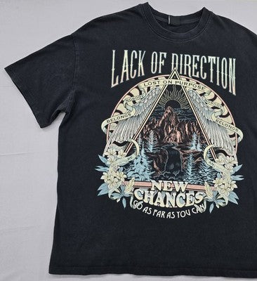 Bershka Black Graphic Print T-Shirt L Short Sleeve Relaxed Fit