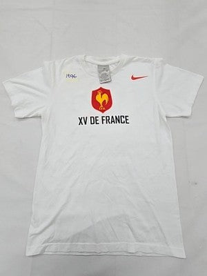 Nike Men's S White Rugby T-Shirt Rooster Patch Short Sleeve