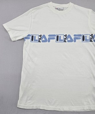 Fila Men's White Logo Cotton T-Shirt Sz M Short Sleeve