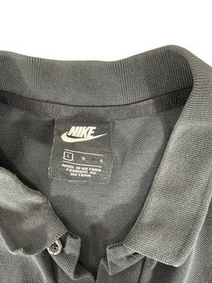 Nike Black White Color Block Polo Shirt Men's L Short Sleeve Cotton