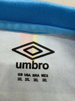 Umbro Men's Blue Striped Soccer Jersey 3XL Short Sleeve Patch