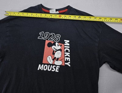 Disney Mickey Mouse Black Graphic T-Shirt XL Men's Cotton