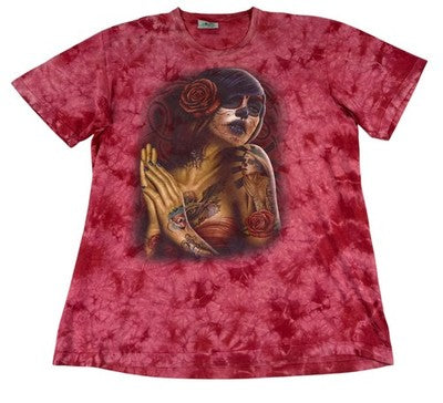 Vintage Rock Nature Sugar Skull Tie-Dye Red T-Shirt XL