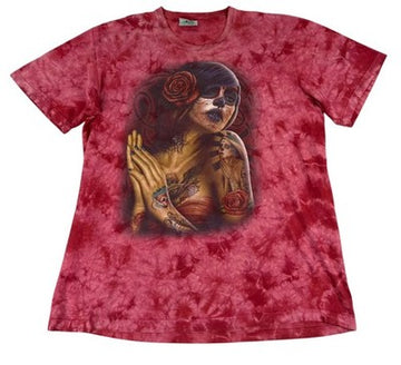 Vintage Rock Nature Sugar Skull Tie-Dye Red T-Shirt XL
