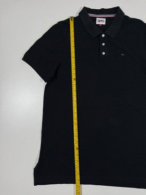 Tommy Jeans Black Polo Shirt XL Short Sleeve Pique Logo